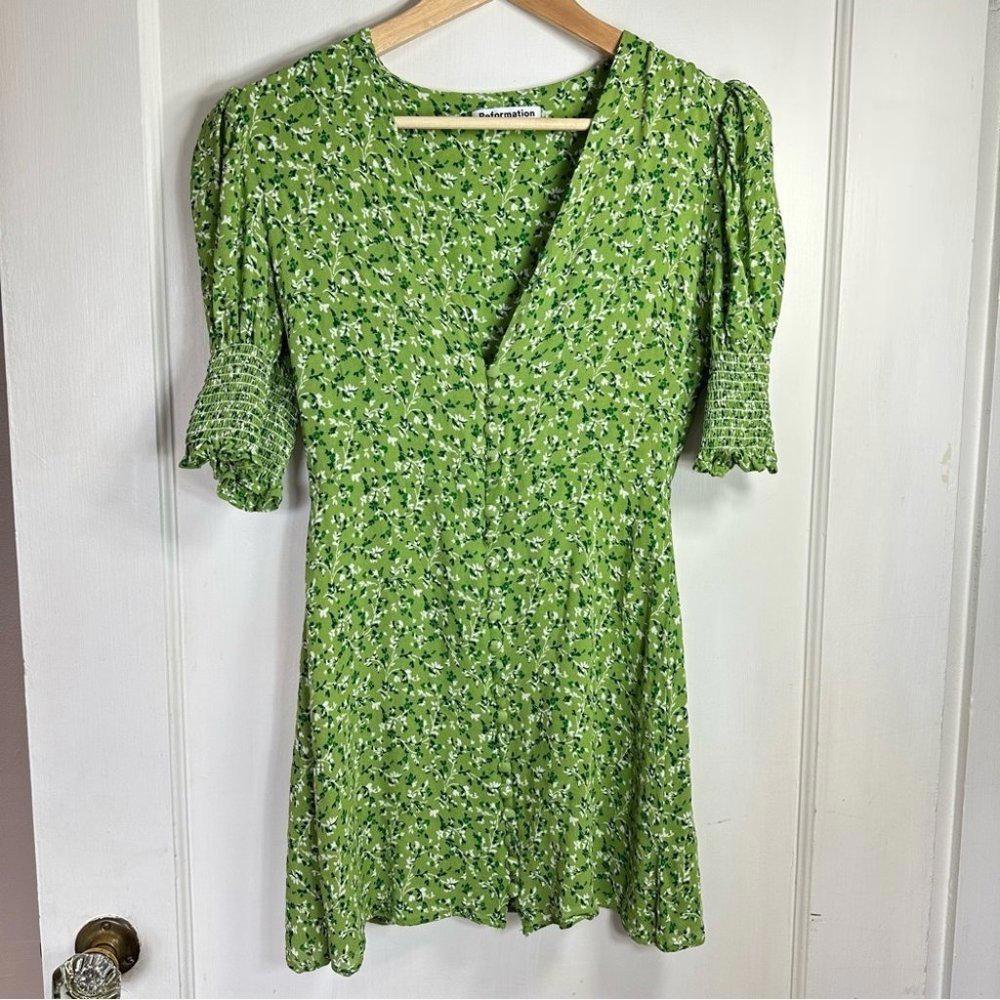 Reformation Green Floral Mini Dress - Picture 5 of 11